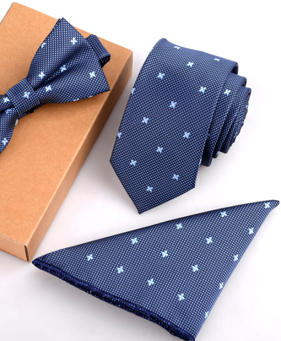 Men's Bow Tie & Pocket Square Set — 3-Piece Formal Style