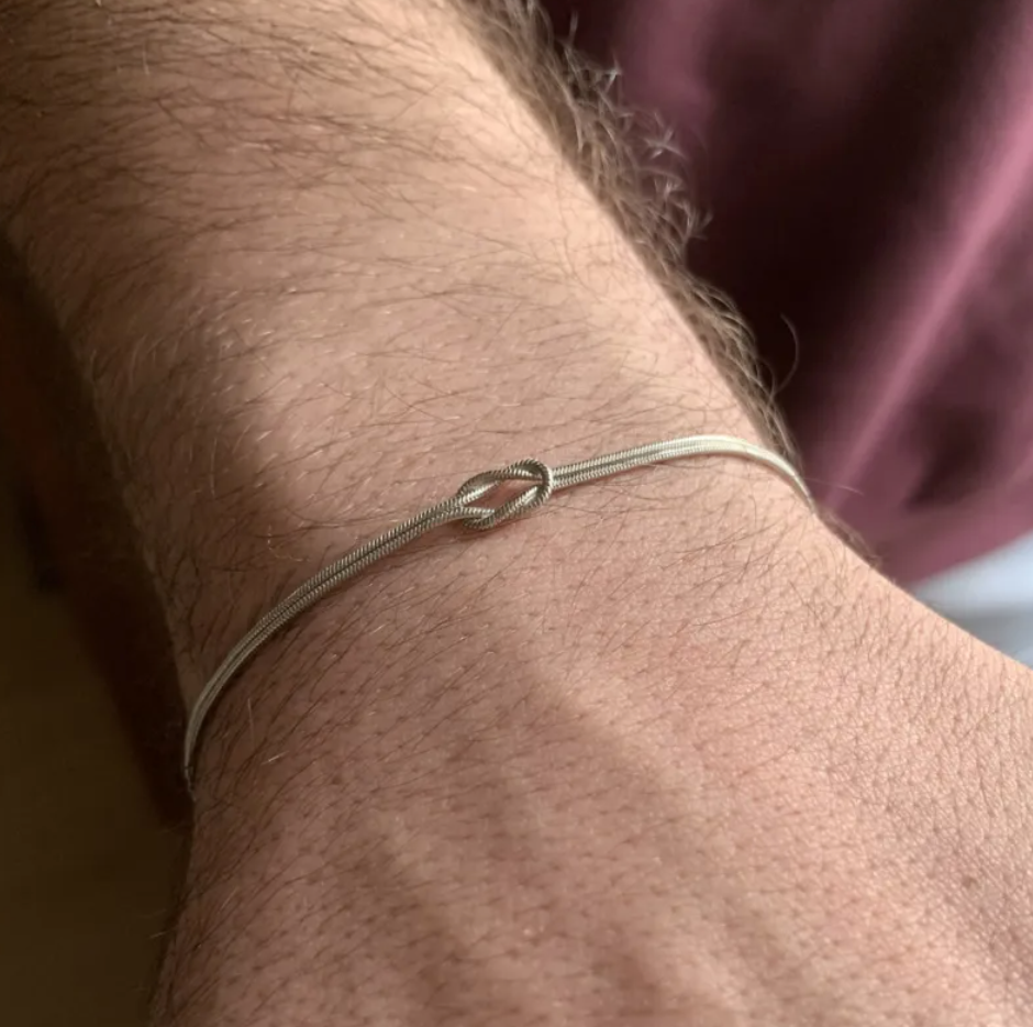 Stainless Steel Knot Chain Necklace & Handwoven Bracelet Set