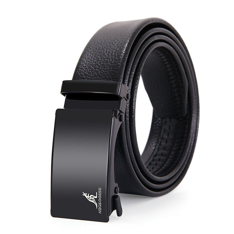 Men's Auto-Buckle Leather Belt — Bold Buckle Styles, 120cm