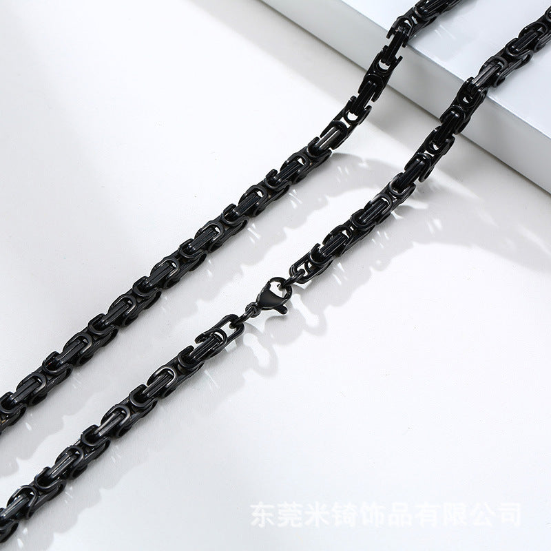 Handcrafted 304 Stainless Steel Byzantine Chain Necklace