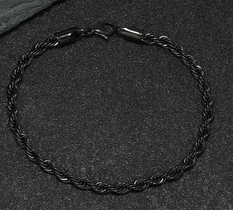 Men's Black Cuban Chain Vintage Stainless Steel Bracelet