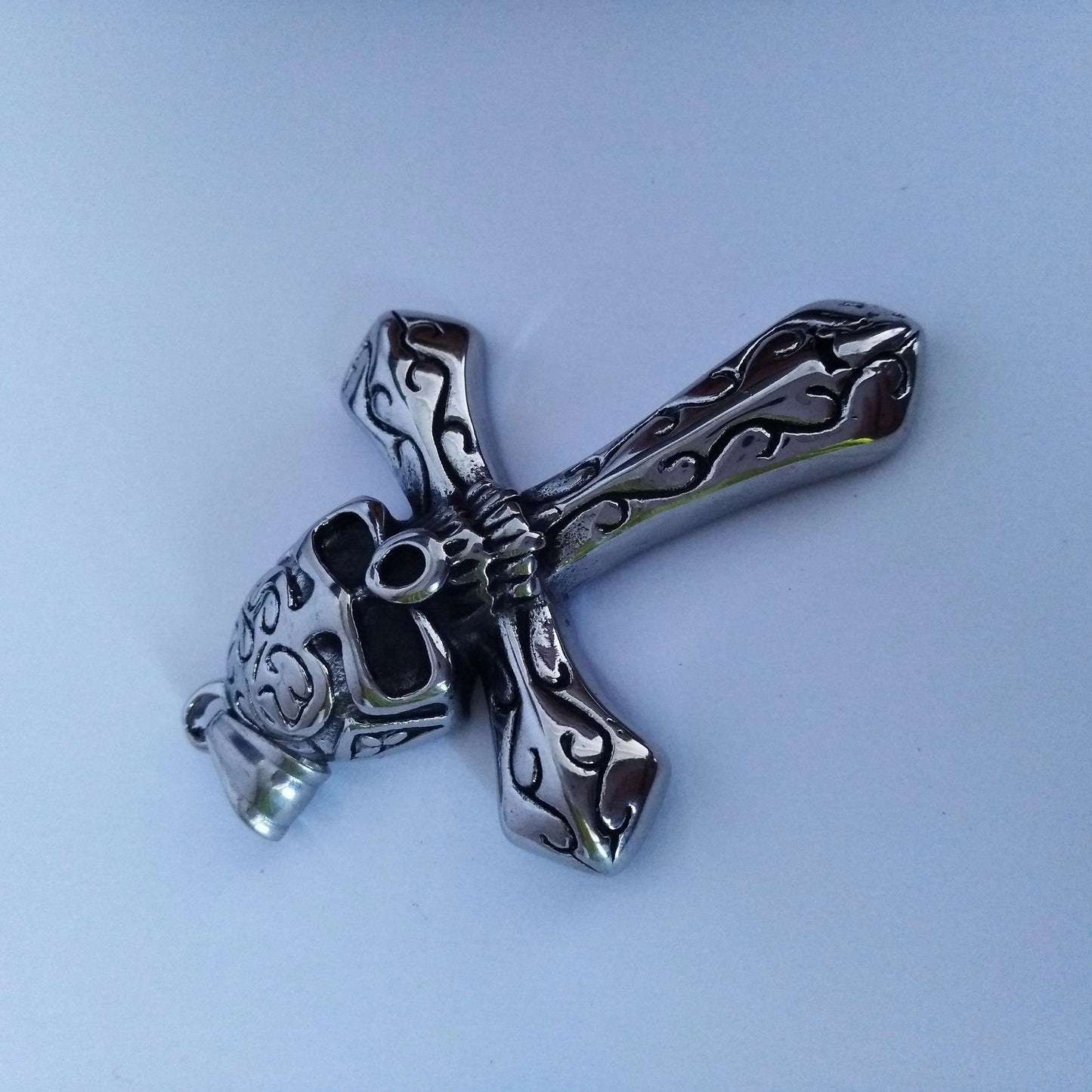 Stainless Steel Skull Cross Necklace for Men