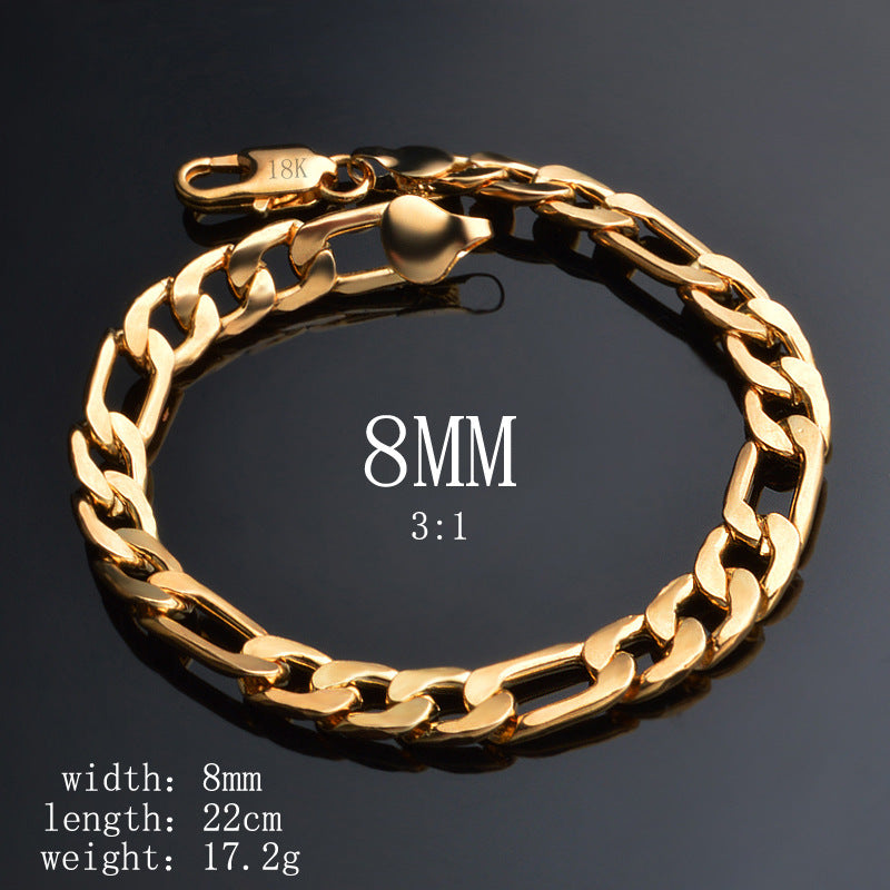 Trendy Men's Figaro Chain Necklace in 18K Gold