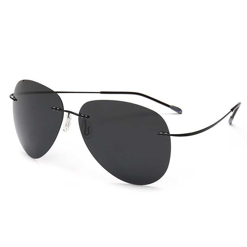 Round Frameless Titanium Sunglasses for Men (Polarized)