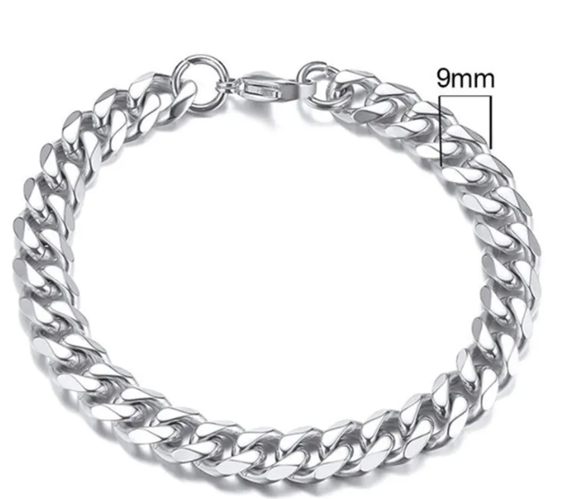 Stainless Steel Gold Plated Cuban Chain Bracelet for Men, Six-Sided 3-11mm