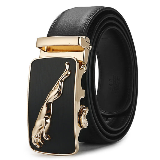 Genuine Leather Auto-Buckle Belt for Men — Real Cowhide, Premium Finish