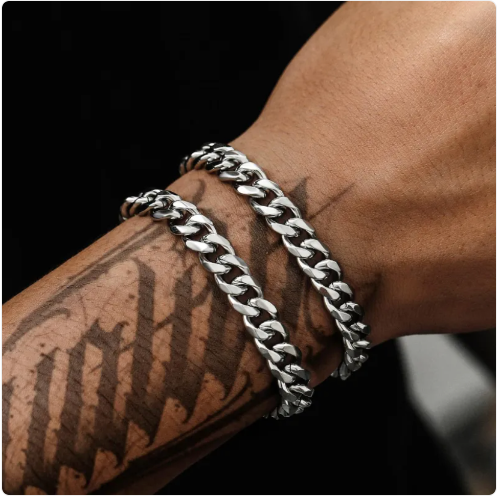 Men's Stainless Steel Cuban Bracelet Set