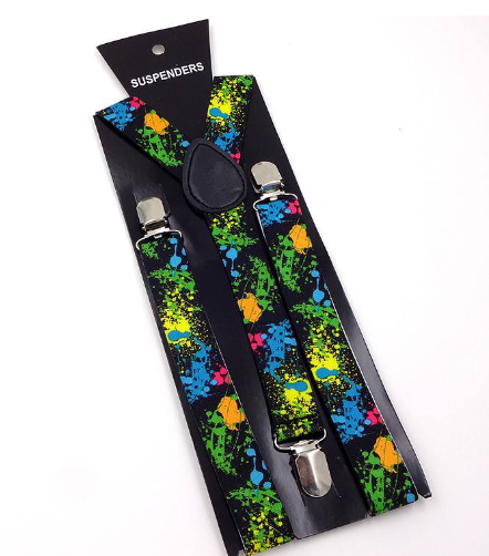 Unisex Patterned Suspenders with 3 Clips — 7 Designs