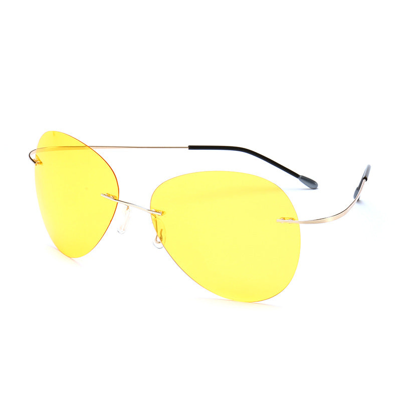 Round Frameless Titanium Sunglasses for Men (Polarized)