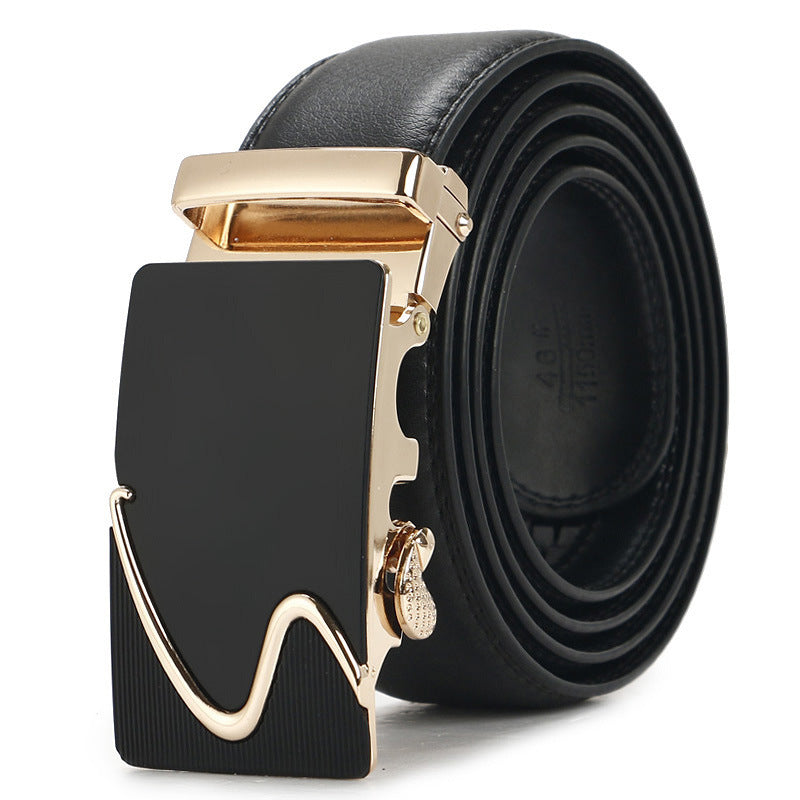 Genuine Leather Auto-Buckle Belt for Men — Real Cowhide, Premium Finish