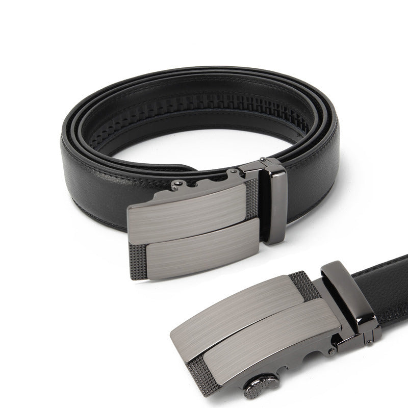 Genuine Leather Auto-Buckle Belt for Men — Real Cowhide, Premium Finish