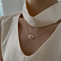 Double Heart Pendant Necklace for Women - Stainless Steel