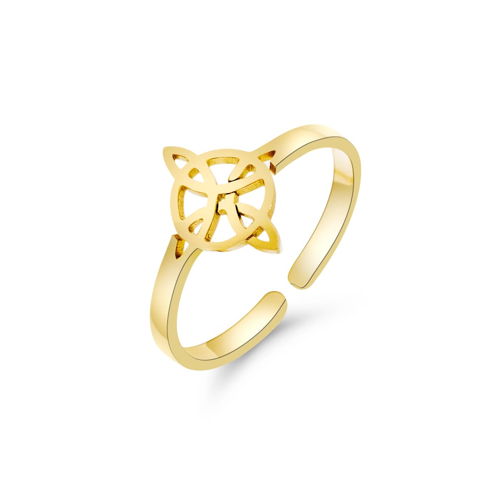 Celtic Witch Knot Adjustable Stainless Steel Ring for Women