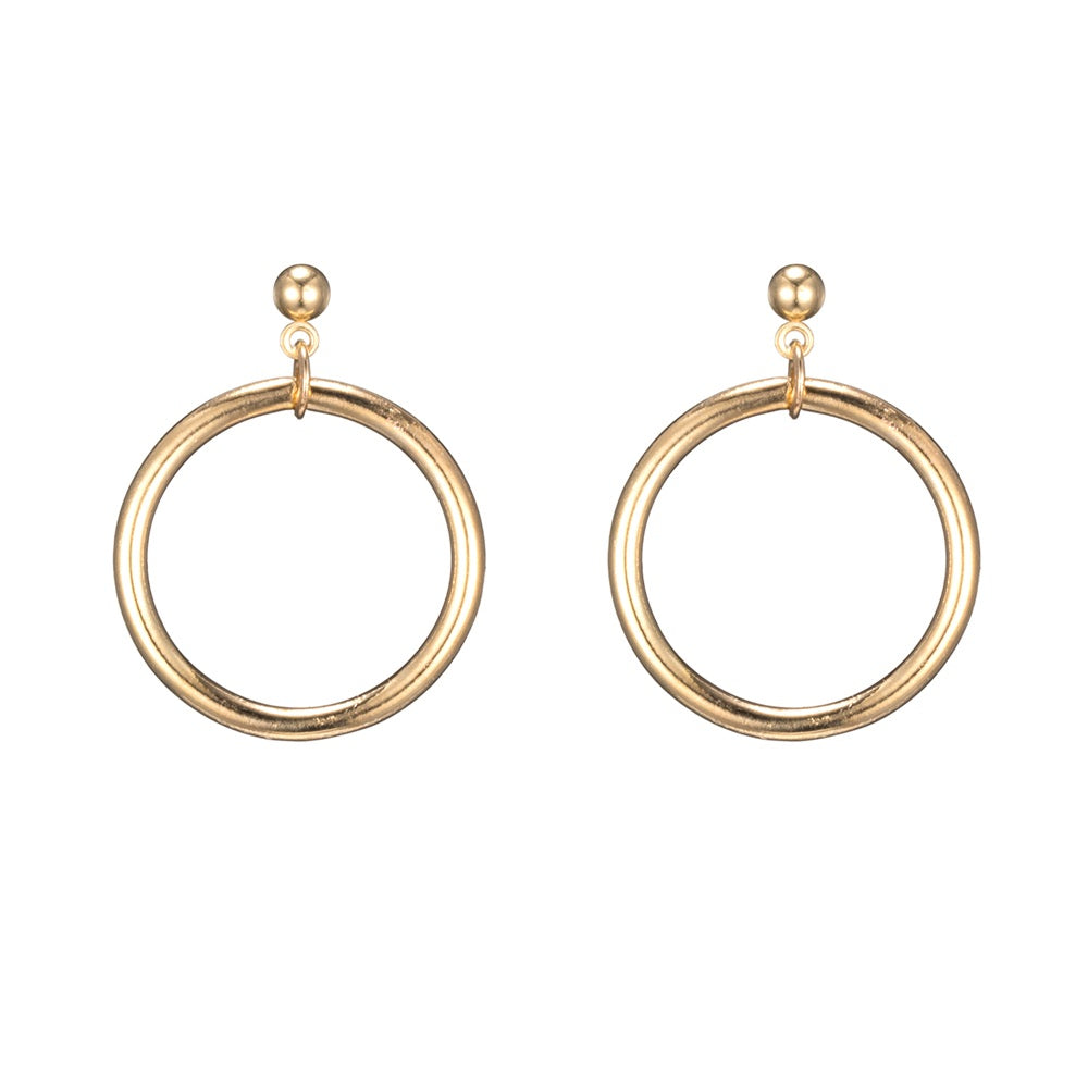 Minimalist Circle Earrings - Metal Hoop Studs