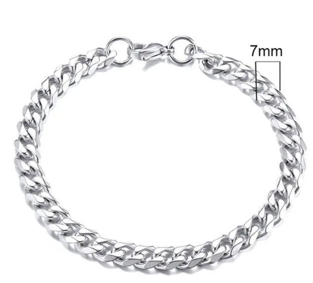 Stainless Steel Gold Plated Cuban Chain Bracelet for Men, Six-Sided 3-11mm
