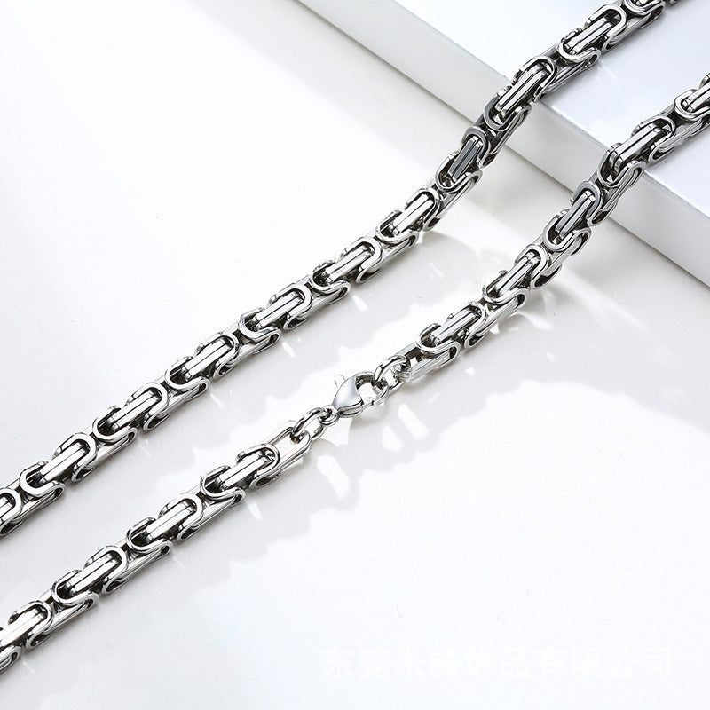 Handcrafted 304 Stainless Steel Byzantine Chain Necklace