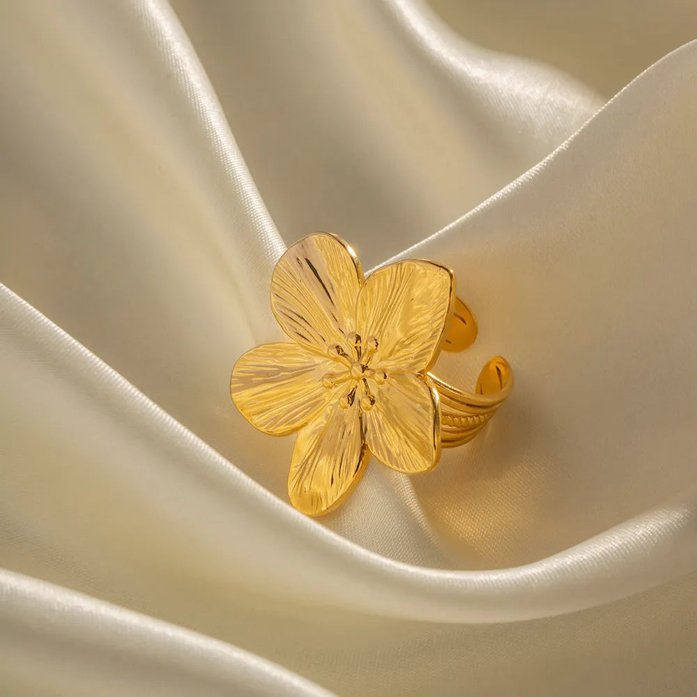 Adjustable Gold Stainless Steel Ring