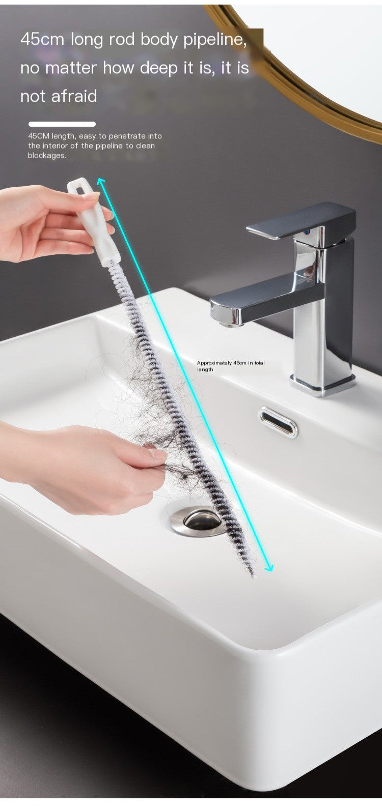 Pipe Drain Hair Cleaner Brush — Pull the Clog Out in One Shot