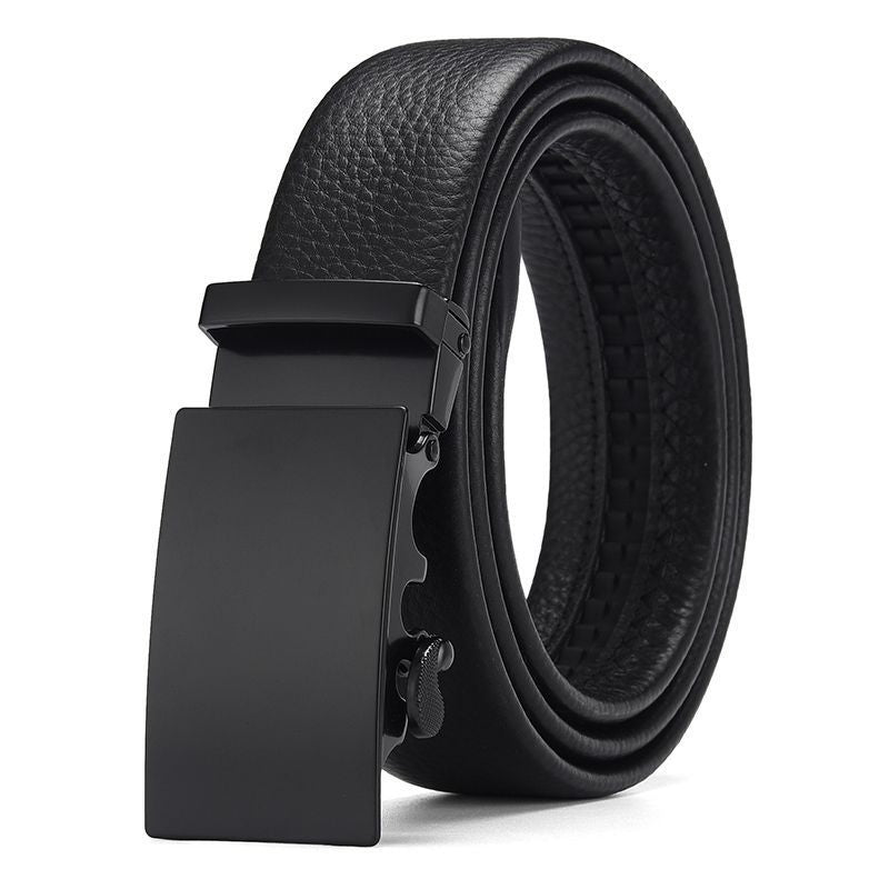 Men's Auto-Buckle Leather Belt — Bold Buckle Styles, 120cm