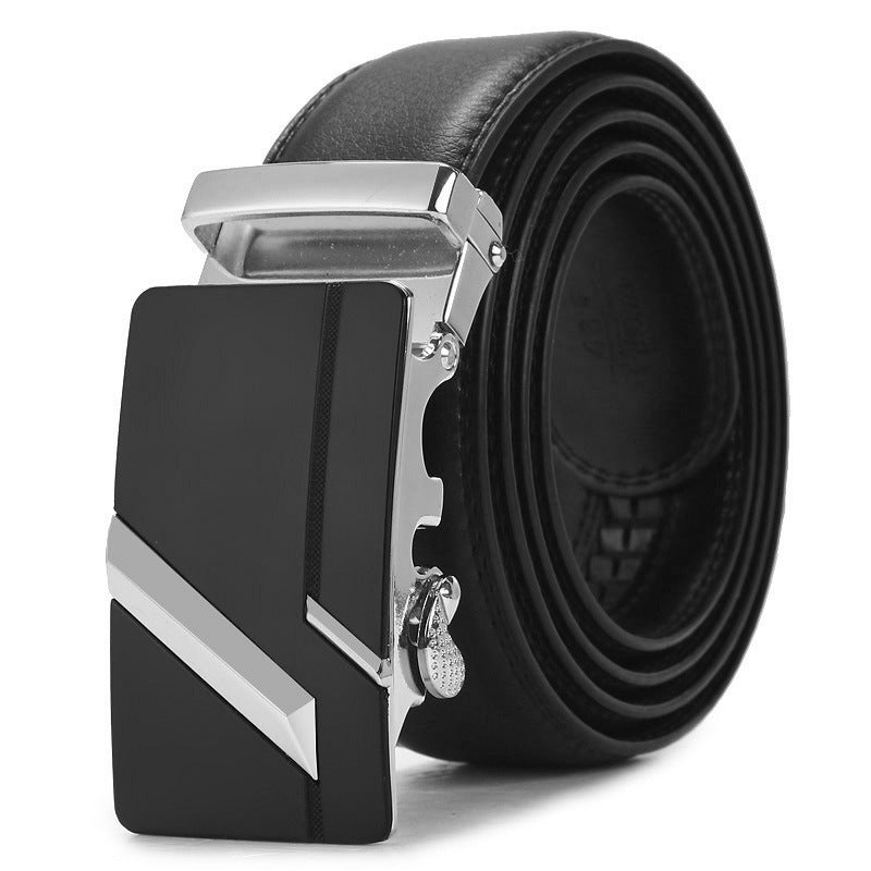 Genuine Leather Auto-Buckle Belt for Men — Real Cowhide, Premium Finish