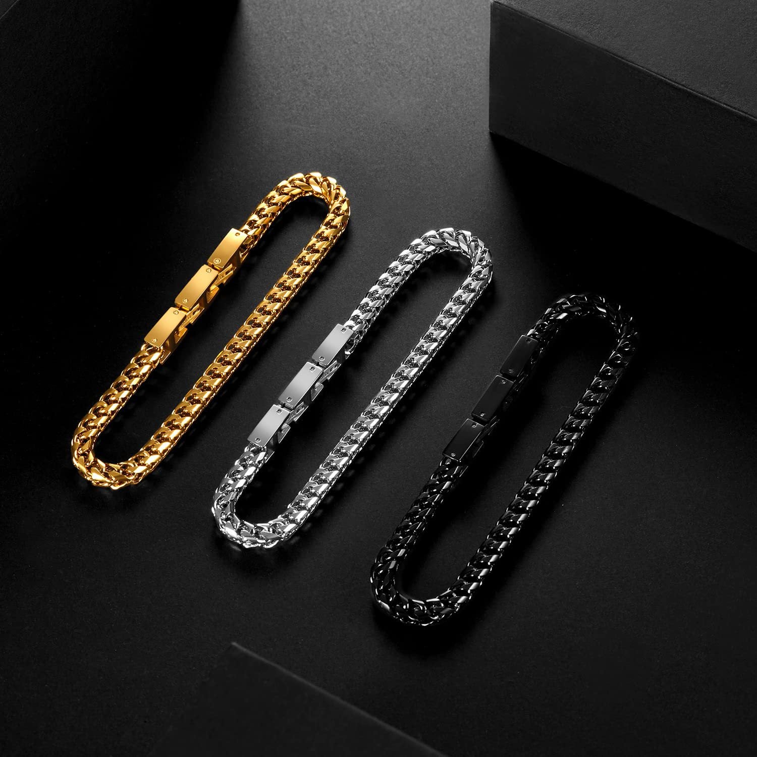 Stainless Steel Franco Bracelet with Folding Buckle