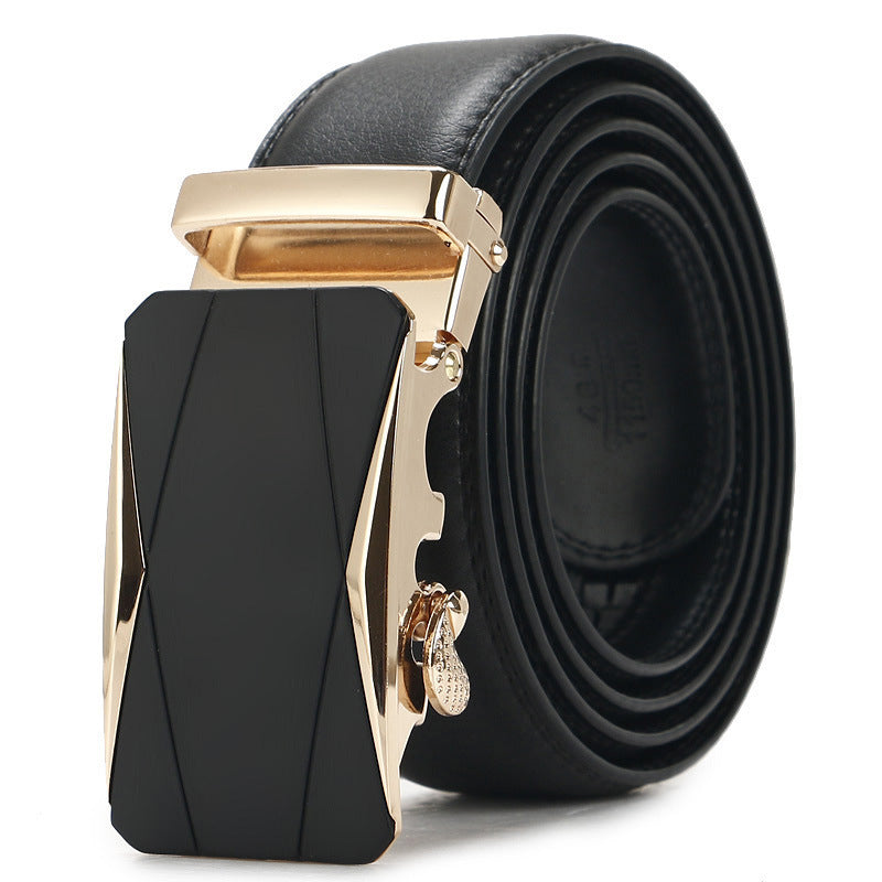 Genuine Leather Auto-Buckle Belt for Men — Real Cowhide, Premium Finish