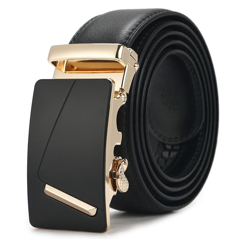 Genuine Leather Auto-Buckle Belt for Men — Real Cowhide, Premium Finish