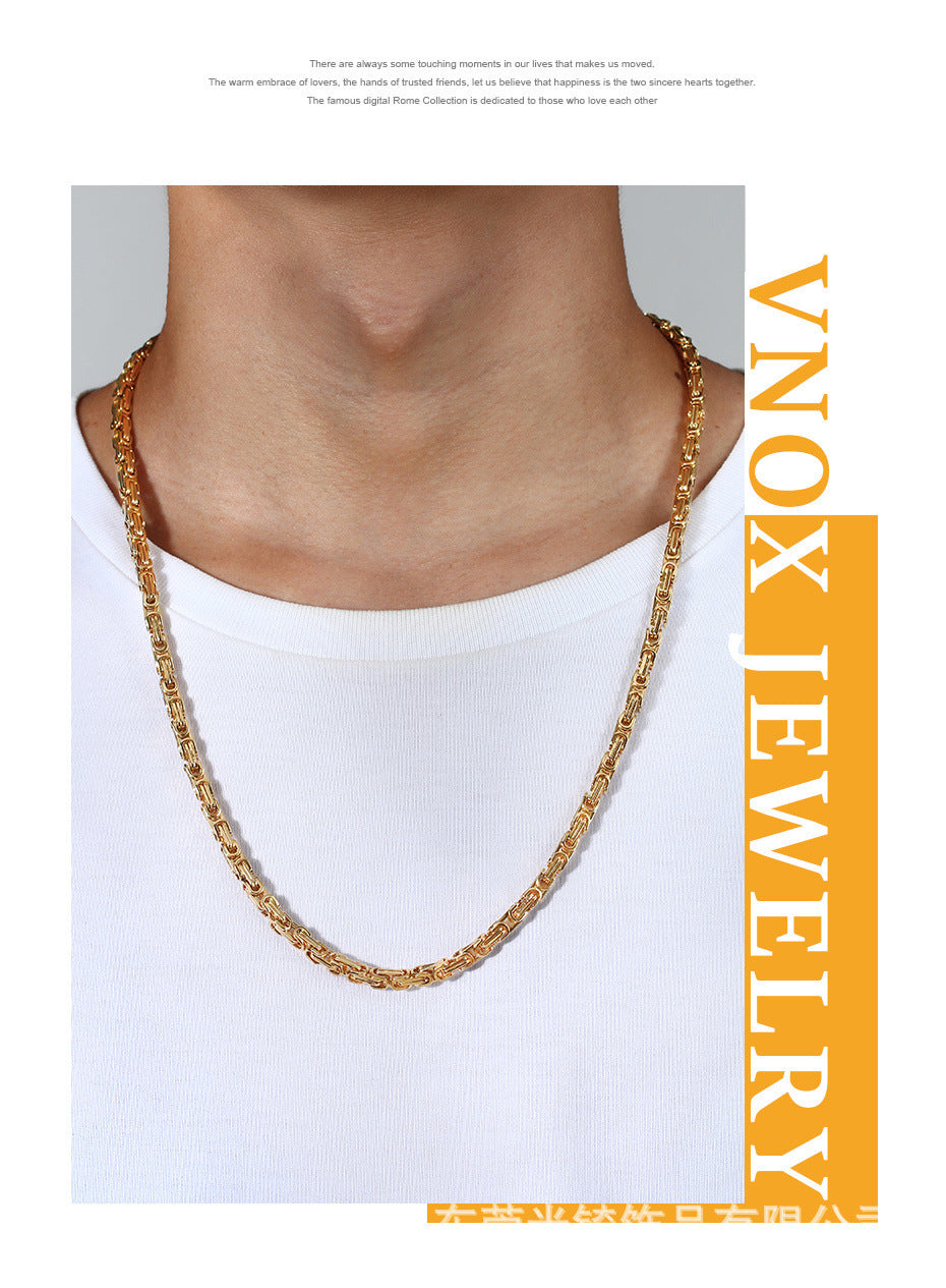 Handcrafted 304 Stainless Steel Byzantine Chain Necklace