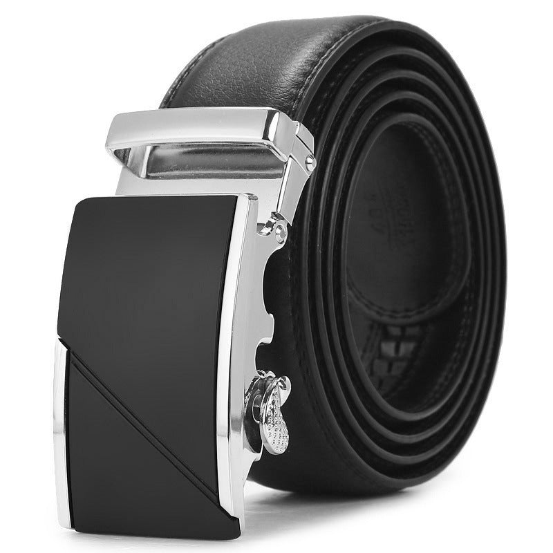 Genuine Leather Auto-Buckle Belt for Men — Real Cowhide, Premium Finish