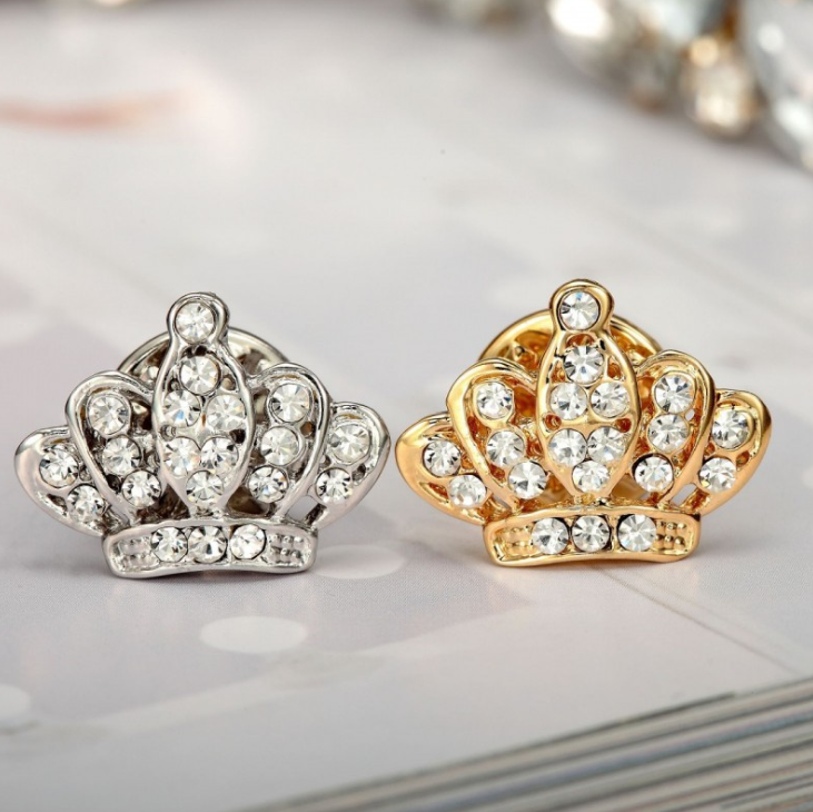 Crown Crystal Lapel Pin — Regal Style, Everyday Wear