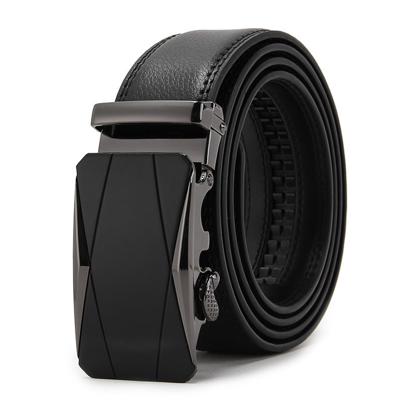 Genuine Leather Auto-Buckle Belt for Men — Real Cowhide, Premium Finish