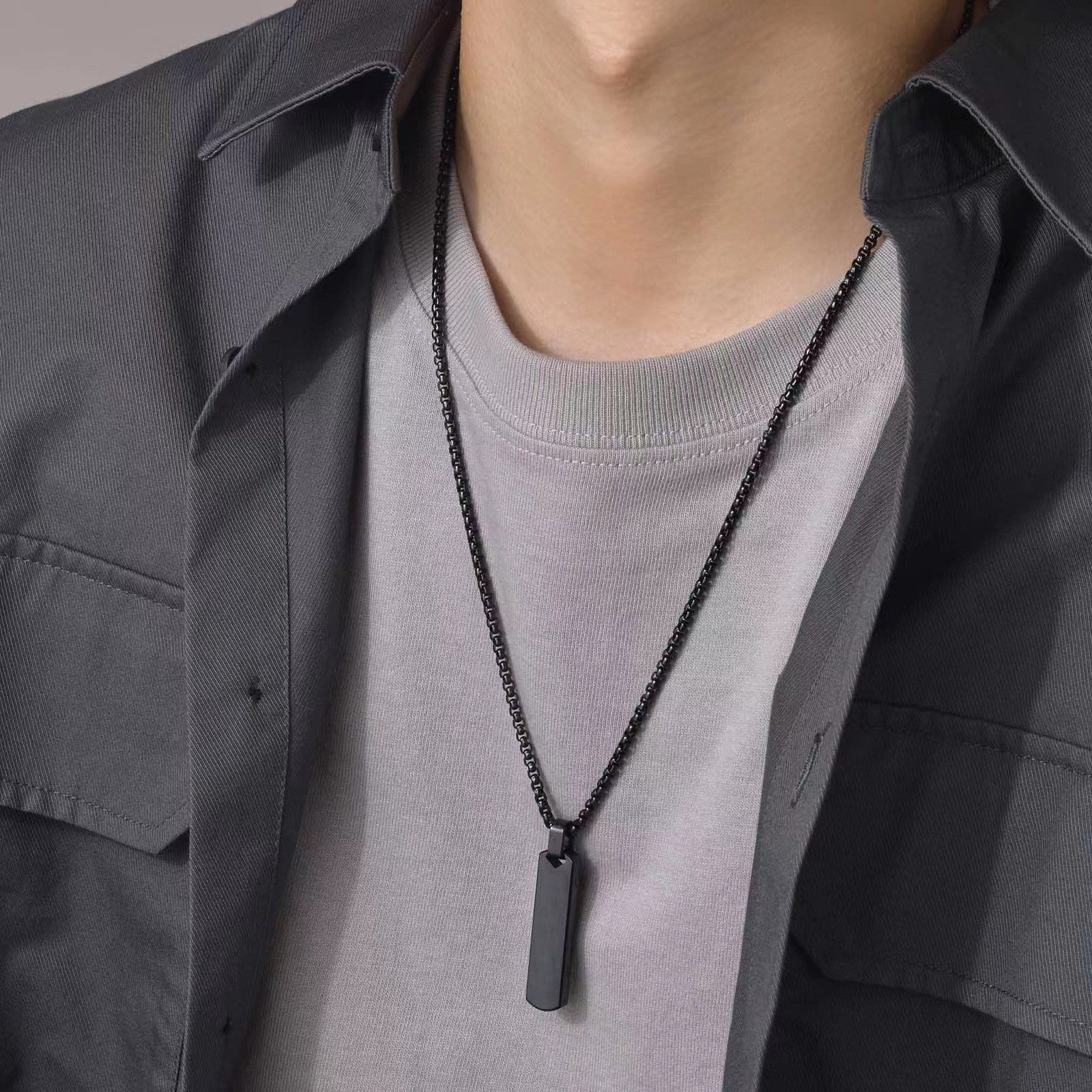 Men's Rectangular SS Pendant — Clean Lines, Strong Statement