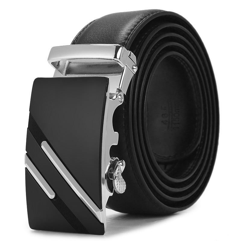 Genuine Leather Auto-Buckle Belt for Men — Real Cowhide, Premium Finish