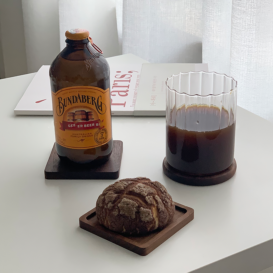 Natural Walnut Wood Coaster — Minimalist Desk Essential