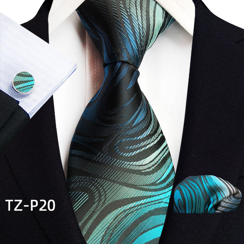 Men's Tie, Pocket Square & Cufflinks Set — 20 Colors, Gift-Ready