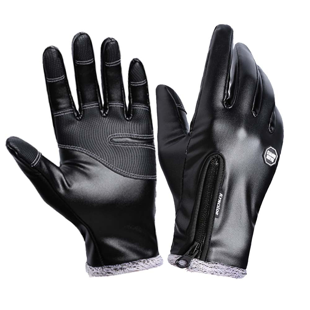 Men's Waterproof PU Leather Gloves — Touchscreen, Windproof, All-Weather