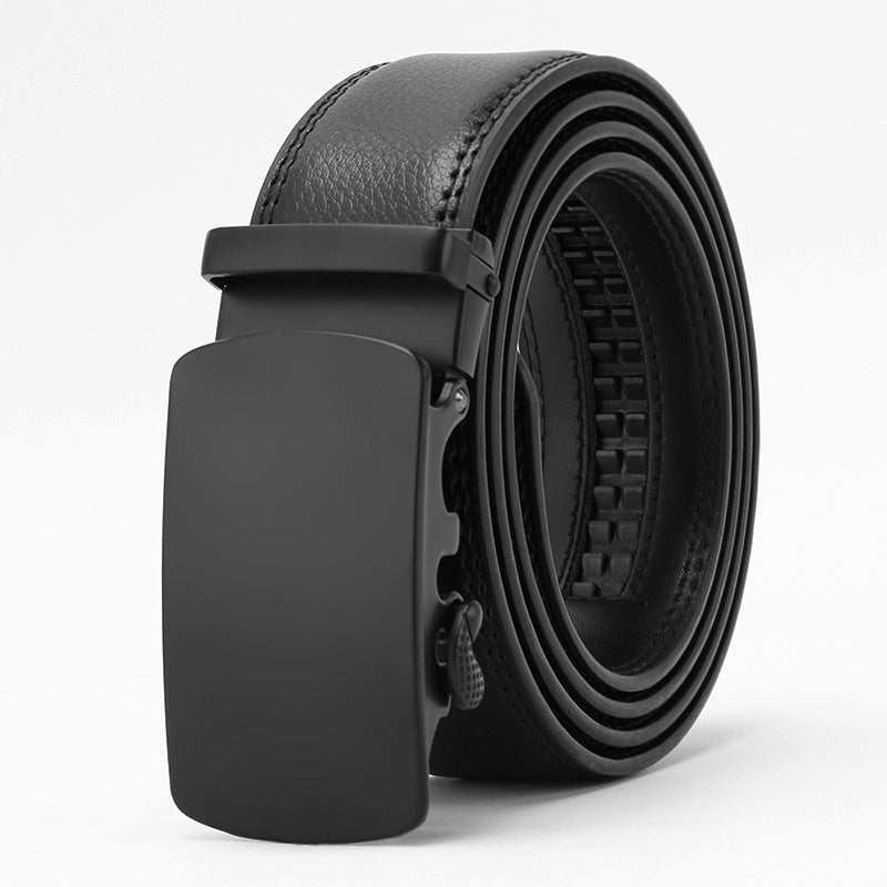 Genuine Leather Auto-Buckle Belt for Men — Real Cowhide, Premium Finish