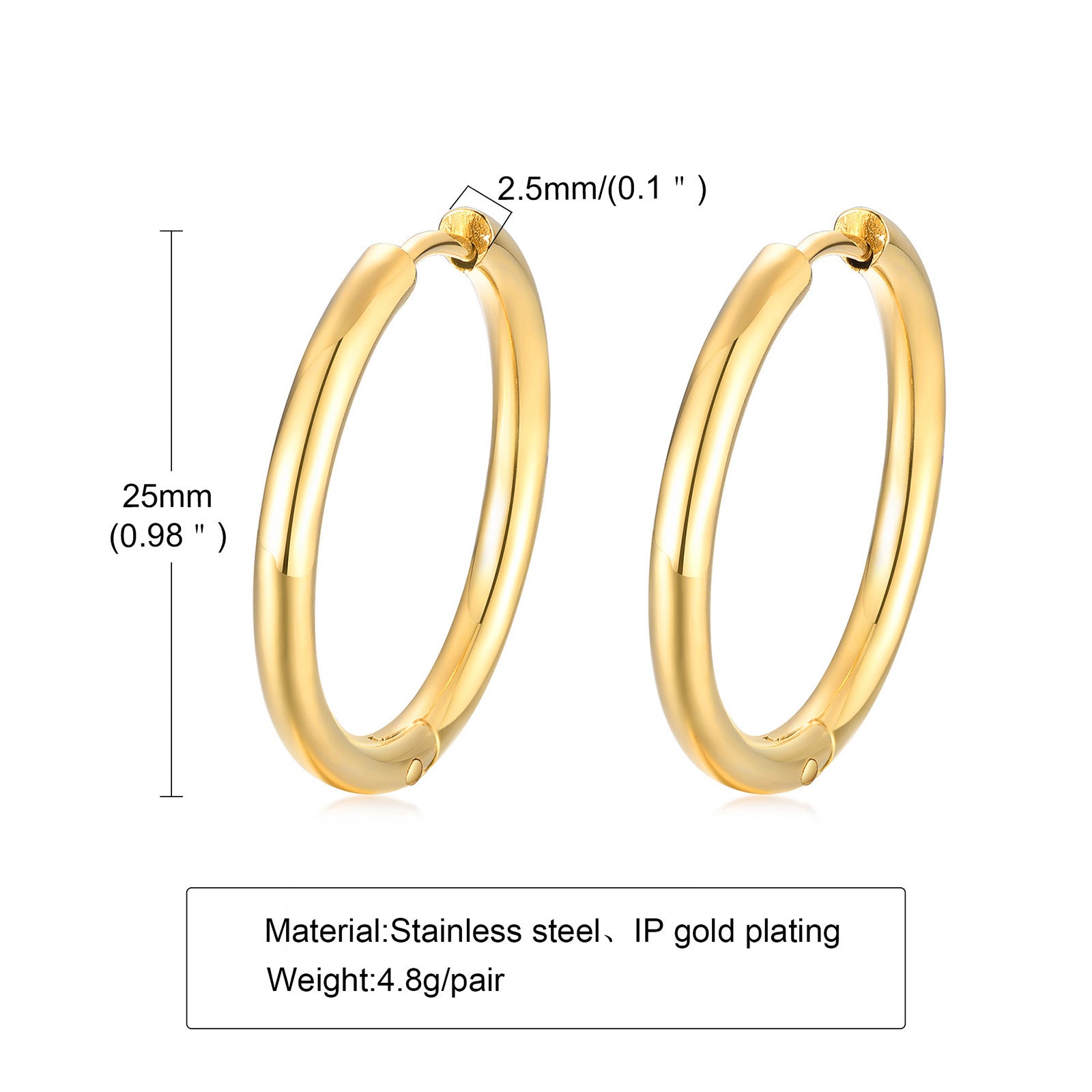 Minimalist Stainless Steel Gold Hoop Earrings for Women