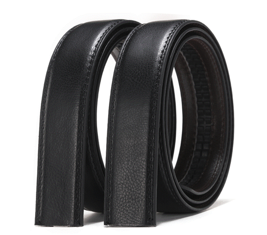 Wide Leather Auto-Belt — Buckle-Free, Clean Look