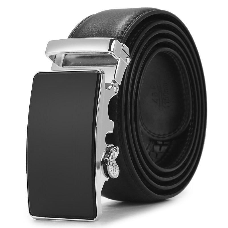 Genuine Leather Auto-Buckle Belt for Men — Real Cowhide, Premium Finish