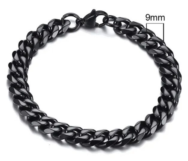 Stainless Steel Gold Plated Cuban Chain Bracelet for Men, Six-Sided 3-11mm