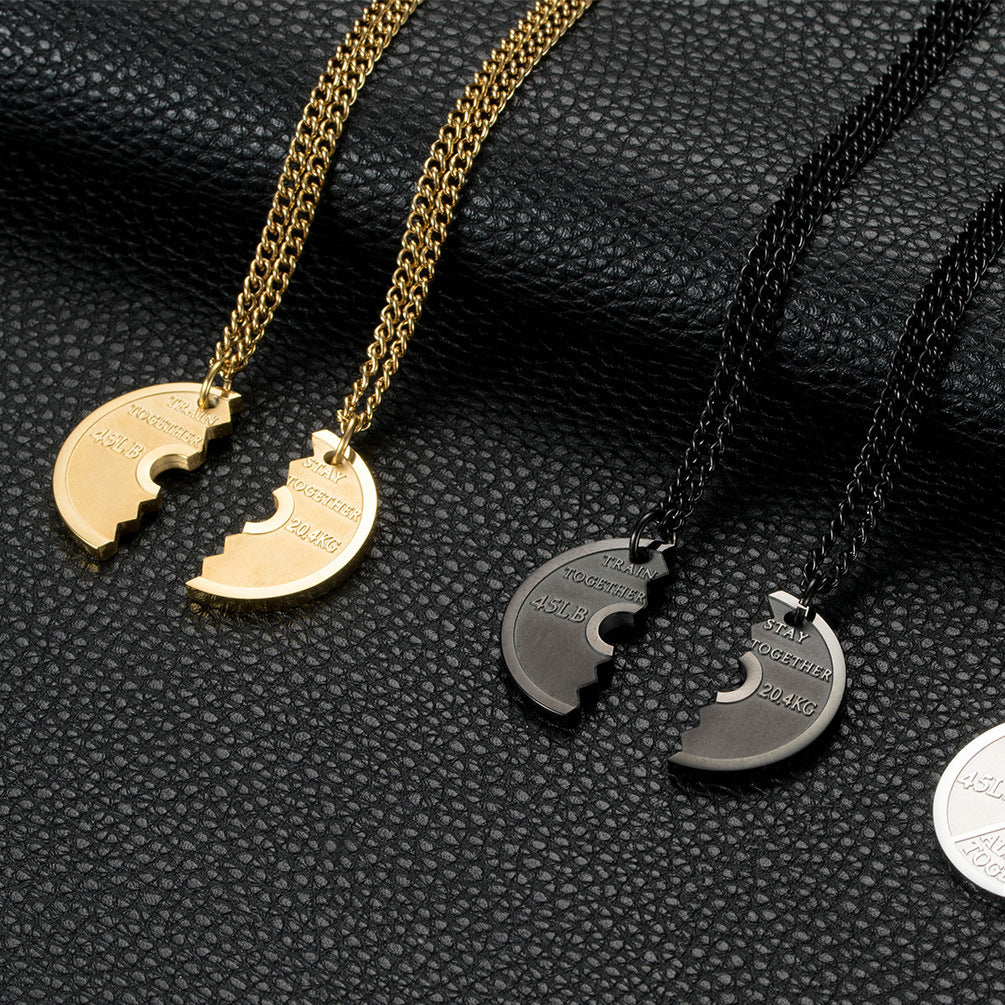 Couples Dumbbell Necklace Set — His and Hers, Gym Edition