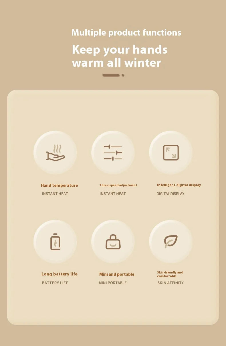 Rechargeable Hand Warmer — 3 Heat Settings, Fits Any Pocket
