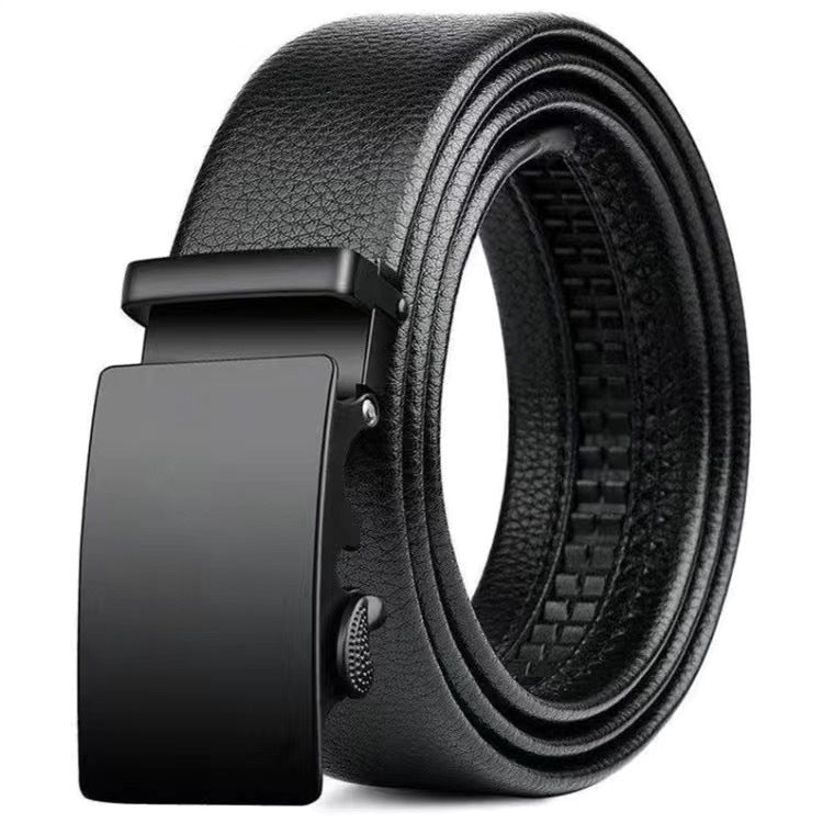 Men's Auto-Buckle Leather Belt — Bold Buckle Styles, 120cm