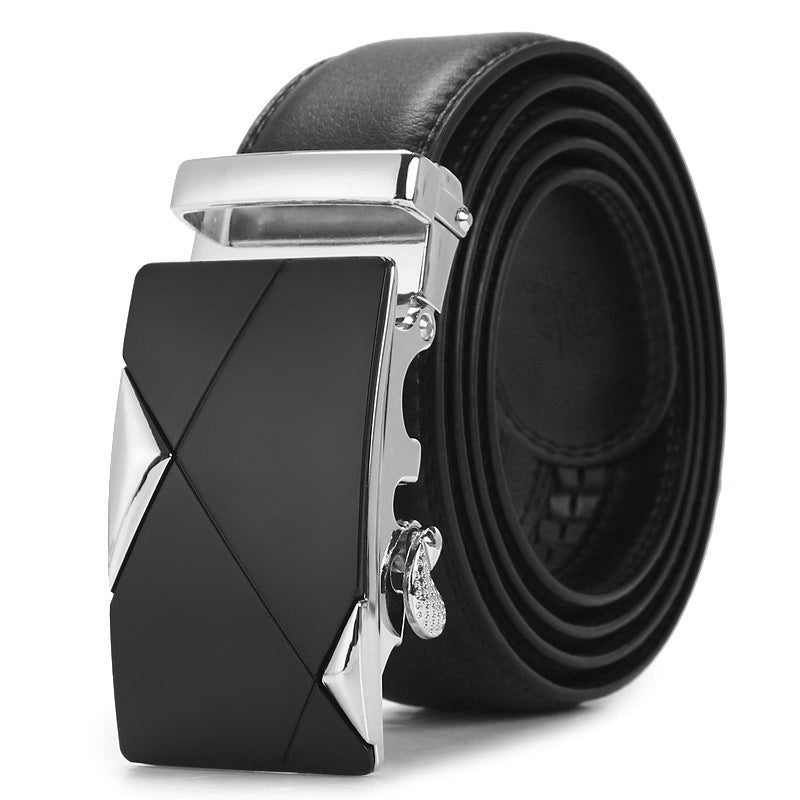 Genuine Leather Auto-Buckle Belt for Men — Real Cowhide, Premium Finish