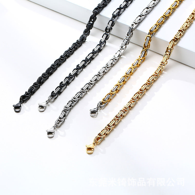 Handcrafted 304 Stainless Steel Byzantine Chain Necklace