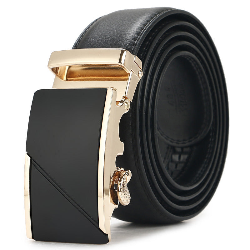 Genuine Leather Auto-Buckle Belt for Men — Real Cowhide, Premium Finish