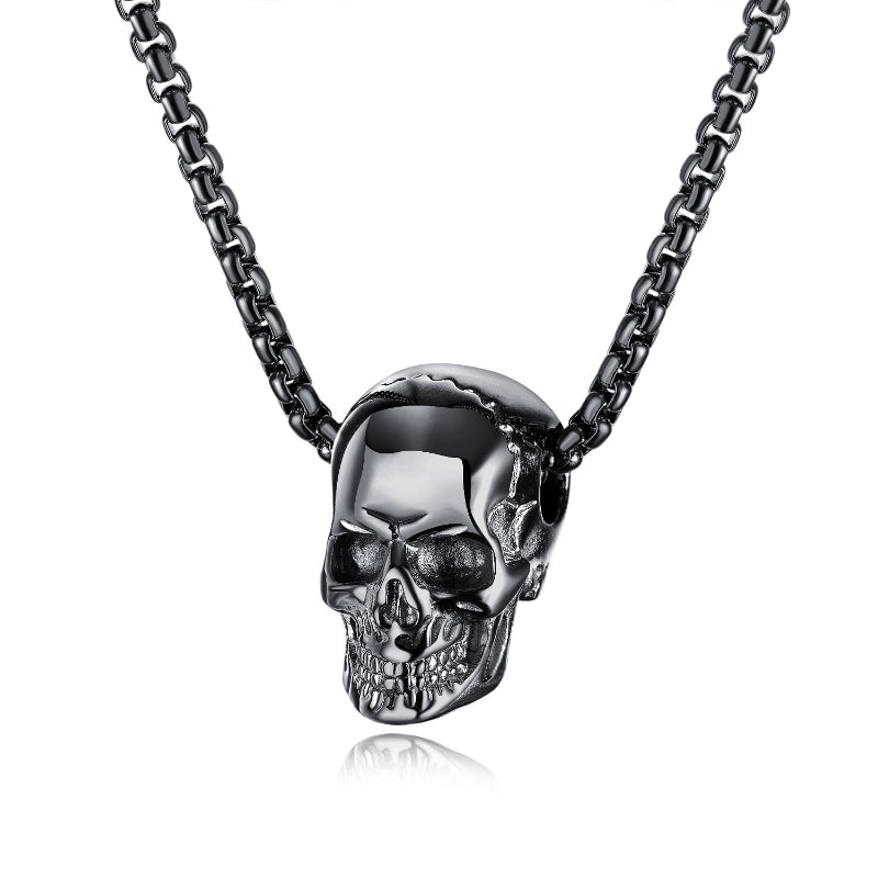 Skull Pendant Necklace — Dark Edge, Stainless Steel, Zero Rust