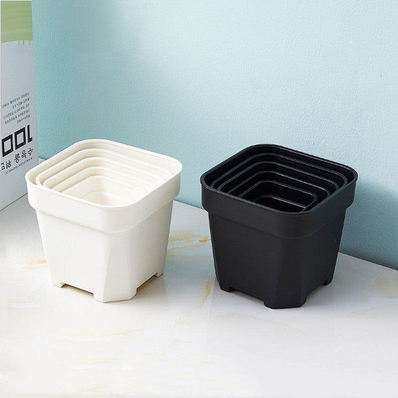 Thick Plastic Succulent Planter Pot - Square Design