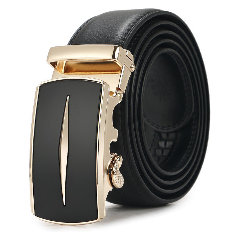 Genuine Leather Auto-Buckle Belt for Men — Real Cowhide, Premium Finish